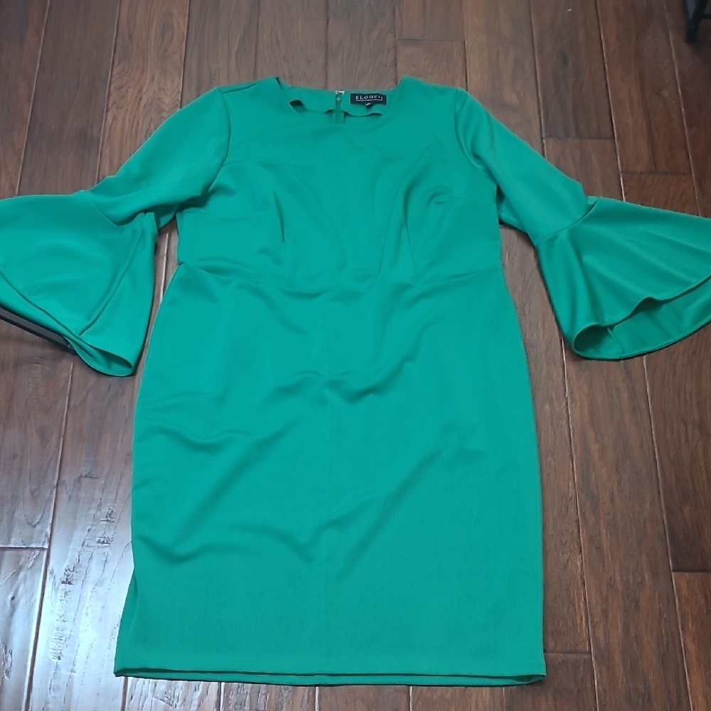 Eloquii Green Dress with Bell-Sleeves size 22